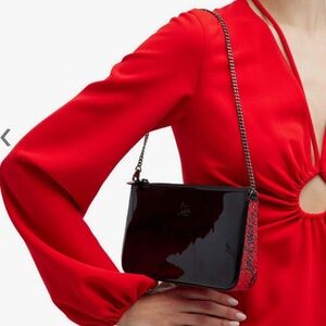 Elegant Black and Red Patent Leather Clutch